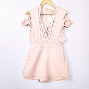 Maje Iruize Blush Pink Skort Cold Shoulder Ruffle Romper